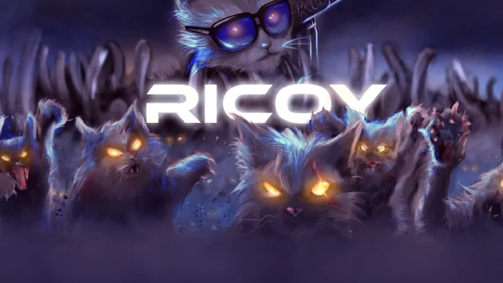 El gato de Ricoy con gafas liderando una multitud de gatos de ojos brillantes